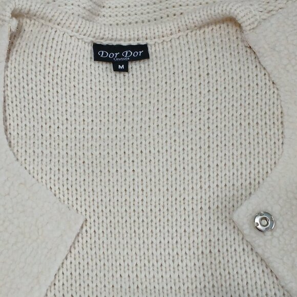 WOMENS DOR DOR COUTURE SHERPA WINTER WHITE SUEDE SWEATER COAT CREAM SIZE M - Picture 8 of 16